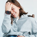 Silicone Integrated Watch Band For Apple Watch Series 7 41mm / 6&SE&5&4 40mm / 3&2&1 38mm(Dark Black+Red Frame)