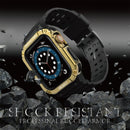 Silicone Integrated Watch Band For Apple Watch Series 7 41mm / 6&SE&5&4 40mm / 3&2&1 38mm(Dark Black+Gold Frame)