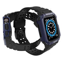 Silicone Integrated Watch Band For Apple Watch Series 7 41mm / 6&SE&5&4 40mm / 3&2&1 38mm(Dark Black+Blue Frame)