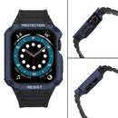 Silicone Integrated Watch Band For Apple Watch Series 7 41mm / 6&SE&5&4 40mm / 3&2&1 38mm(Dark Black+Blue Frame)