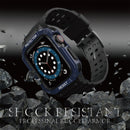 Silicone Integrated Watch Band For Apple Watch Series 7 41mm / 6&SE&5&4 40mm / 3&2&1 38mm(Dark Black+Blue Frame)