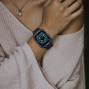 Silicone Integrated Watch Band For Apple Watch Series 7 41mm / 6&SE&5&4 40mm / 3&2&1 38mm(Dark Black+Blue Frame)