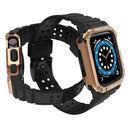 Silicone Integrated Watch Band For Apple Watch Series 7 41mm / 6&SE&5&4 40mm / 3&2&1 38mm(Dark Black+Rose Gold Frame)