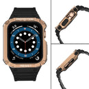 Silicone Integrated Watch Band For Apple Watch Series 7 41mm / 6&SE&5&4 40mm / 3&2&1 38mm(Dark Black+Rose Gold Frame)
