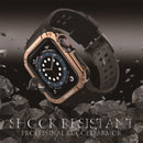 Silicone Integrated Watch Band For Apple Watch Series 7 41mm / 6&SE&5&4 40mm / 3&2&1 38mm(Dark Black+Rose Gold Frame)