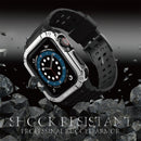 Silicone Integrated Watch Band For Apple Watch Series 7 41mm / 6&SE&5&4 40mm / 3&2&1 38mm(Dark Black+Silver Frame)