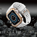 Silicone Integrated Watch Band For Apple Watch Series 7 41mm / 6&SE&5&4 40mm / 3&2&1 38mm(Cloudy White+Rose Gold Frame)