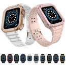 Silicone Integrated Watch Band For Apple Watch Series 7 41mm / 6&SE&5&4 40mm / 3&2&1 38mm(Matte Transparent+Rose Gold Frame)