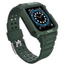 Silicone Integrated Watch Band For Apple Watch Series 7 45mm / 6&SE&5&4 44mm / 3&2&1 42mm(Dark Green+Green Frame)