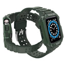 Silicone Integrated Watch Band For Apple Watch Series 7 45mm / 6&SE&5&4 44mm / 3&2&1 42mm(Dark Green+Green Frame)