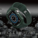 Silicone Integrated Watch Band For Apple Watch Series 7 45mm / 6&SE&5&4 44mm / 3&2&1 42mm(Dark Green+Green Frame)