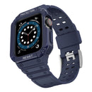 Silicone Integrated Watch Band For Apple Watch Series 7 45mm / 6&SE&5&4 44mm / 3&2&1 42mm(Dark Blue+Blue Frame)