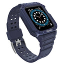 Silicone Integrated Watch Band For Apple Watch Series 7 45mm / 6&SE&5&4 44mm / 3&2&1 42mm(Dark Blue+Blue Frame)