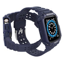 Silicone Integrated Watch Band For Apple Watch Series 7 45mm / 6&SE&5&4 44mm / 3&2&1 42mm(Dark Blue+Blue Frame)