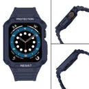 Silicone Integrated Watch Band For Apple Watch Series 7 45mm / 6&SE&5&4 44mm / 3&2&1 42mm(Dark Blue+Blue Frame)