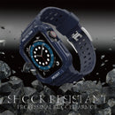 Silicone Integrated Watch Band For Apple Watch Series 7 45mm / 6&SE&5&4 44mm / 3&2&1 42mm(Dark Blue+Blue Frame)