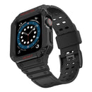 Silicone Integrated Watch Band For Apple Watch Series 7 45mm / 6&SE&5&4 44mm / 3&2&1 42mm(Dark Black+Black Frame)