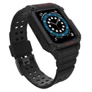 Silicone Integrated Watch Band For Apple Watch Series 7 45mm / 6&SE&5&4 44mm / 3&2&1 42mm(Dark Black+Black Frame)
