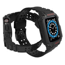 Silicone Integrated Watch Band For Apple Watch Series 7 45mm / 6&SE&5&4 44mm / 3&2&1 42mm(Dark Black+Black Frame)