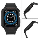 Silicone Integrated Watch Band For Apple Watch Series 7 45mm / 6&SE&5&4 44mm / 3&2&1 42mm(Dark Black+Black Frame)