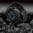 Silicone Integrated Watch Band For Apple Watch Series 7 45mm / 6&SE&5&4 44mm / 3&2&1 42mm(Dark Black+Black Frame)