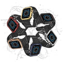 Silicone Integrated Watch Band For Apple Watch Series 7 45mm / 6&SE&5&4 44mm / 3&2&1 42mm(Dark Black+Black Frame)