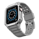 Silicone Integrated Watch Band For Apple Watch Series 7 45mm / 6&SE&5&4 44mm / 3&2&1 42mm(Moonlight Grey+Silver Frame)