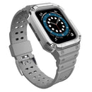 Silicone Integrated Watch Band For Apple Watch Series 7 45mm / 6&SE&5&4 44mm / 3&2&1 42mm(Moonlight Grey+Silver Frame)