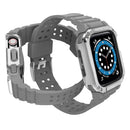 Silicone Integrated Watch Band For Apple Watch Series 7 45mm / 6&SE&5&4 44mm / 3&2&1 42mm(Moonlight Grey+Silver Frame)