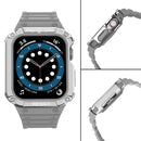 Silicone Integrated Watch Band For Apple Watch Series 7 45mm / 6&SE&5&4 44mm / 3&2&1 42mm(Moonlight Grey+Silver Frame)