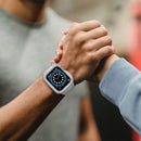Silicone Integrated Watch Band For Apple Watch Series 7 45mm / 6&SE&5&4 44mm / 3&2&1 42mm(Moonlight Grey+Silver Frame)