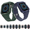 Silicone Integrated Watch Band For Apple Watch Series 7 45mm / 6&SE&5&4 44mm / 3&2&1 42mm(Dark Black+Black Frame)