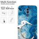 For Huawei Mate 20 Lite Embossed Varnished Marble TPU Protective Case with Holder(Light Blue)
