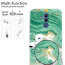 For Huawei Mate 20 Lite Embossed Varnished Marble TPU Protective Case with Holder(Dark Green)