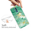 For Huawei Mate 20 Lite Embossed Varnished Marble TPU Protective Case with Holder(Dark Green)
