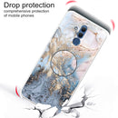 For Huawei Mate 20 Lite Embossed Varnished Marble TPU Protective Case with Holder(Gold Grey)