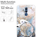 For Huawei Mate 20 Lite Embossed Varnished Marble TPU Protective Case with Holder(Gold Grey)