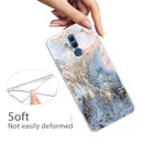 For Huawei Mate 20 Lite Embossed Varnished Marble TPU Protective Case with Holder(Gold Grey)