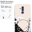 For Huawei Mate 20 Lite Embossed Varnished Marble TPU Protective Case with Holder(Black White Pink)