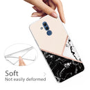 For Huawei Mate 20 Lite Embossed Varnished Marble TPU Protective Case with Holder(Black White Pink)