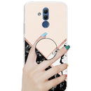 For Huawei Mate 20 Lite Embossed Varnished Marble TPU Protective Case with Holder(Black White Pink)