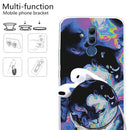 For Huawei Mate 20 Lite Embossed Varnished Marble TPU Protective Case with Holder(Deep Purple)