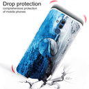 For Huawei Mate 20 Lite Embossed Varnished Marble TPU Protective Case with Holder(Silver Blue)