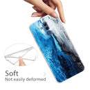 For Huawei Mate 20 Lite Embossed Varnished Marble TPU Protective Case with Holder(Silver Blue)