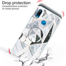 For Huawei P20 Lite Embossed Varnished Marble TPU Protective Case with Holder(Polytriangle)