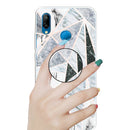 For Huawei P20 Lite Embossed Varnished Marble TPU Protective Case with Holder(Polytriangle)
