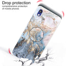 For Huawei Honor 8S Embossed Varnished Marble TPU Protective Case with Holder(Gold Grey)
