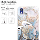 For Huawei Honor 8S Embossed Varnished Marble TPU Protective Case with Holder(Gold Grey)