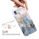 For Huawei Honor 8S Embossed Varnished Marble TPU Protective Case with Holder(Gold Grey)