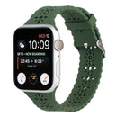 Hollow Out Silicone Watch Band For Apple Watch Series 7 45mm / 6&SE&5&4 44mm / 3&2&1 42mm(Olive Green)